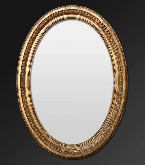 Antike ovale spiegel rahmen blattgold